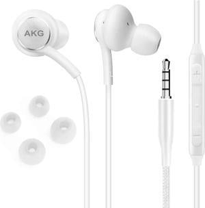 OEM Amazing Stereo Headphones for Samsung Galaxy S9+ White - AKG Tuned - with Microphone (US Version with Warranty) (US Version with Warranty)