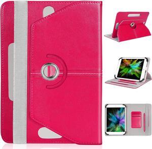 UrbanX 10.1 Inch Universal Tablet Case Protective Cover Folio for TCL Tab 10s 360 Degree Rotatable Kickstand Multiple Viewing Angles Credit Card Holder  - Pink