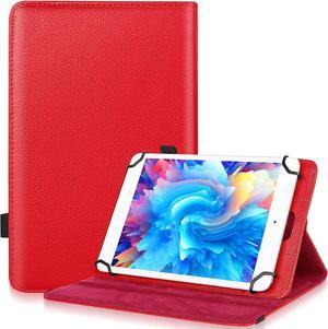 UrbanX 7"-8" Inch Universal Tablet Case, Protective Cover Stand Folio Case for Lenovo Tab 2 A8-50 7 8 Inch, with 360 Degree Rotatable Kickstand, Multiple Viewing Angles and Stylus Holder - Deep Red