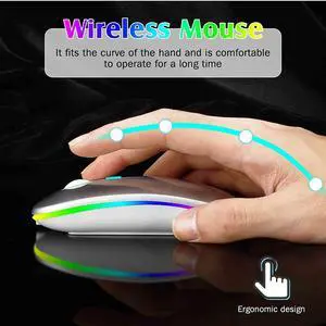 UrbanX 2.4GHz & Bluetooth Mouse, Rechargeable Wireless Mouse for Samsung Galaxy Tab A7 Lite Bluetooth Wireless Mouse for Laptop / PC / Mac / Computer / Tablet / Android - RGB LED Pure White