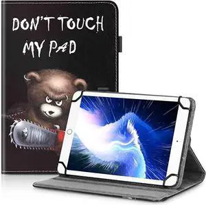 UrbanX 7"-8" Inch Universal Tablet Case,Protective Cover Stand Folio Case for LG G Pad II 8.0 LTE 7 8 Inch,with 360 Degree Rotatable Kickstand,Multiple Viewing Angles and Stylus Holder-Teddy Chainsaw