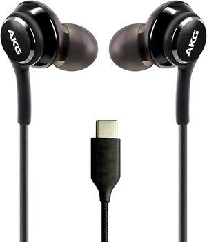 OEM UrbanX 2021 Stereo Headphones for Samsung Galaxy S20 5G Braided Cable - Designed by AKC - with Microphone USB-C Connector Bundled with Carry Case (Black)