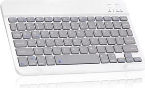 Ultra-Slim Bluetooth Rechargeable Keyboard for Lenovo Tab M10 HD Gen 2 and All Bluetooth Enabled iPads, iPhones, Android Tablets, Smartphones, Windows pc - Grey