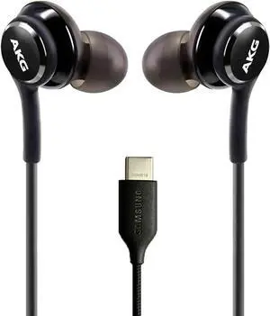 UrbanX OEM 2021 Stereo Headphones for Samsung Galaxy S10 Lite Braided Cable with Microphone (Black) USB-C Connector (US Version with Warranty)