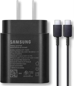 Fast Adaptive Wall Adapter 25W Charger for Samsung Galaxy Type-C with 4FT (1.2M) UrbanX USB C PD Charging and Data Transfer Cable - Black