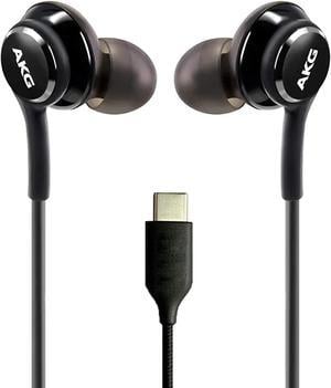 OEM UrbanX 2021 Stereo Headphones for Samsung Galaxy S A52 5G/A53/M54/M14/F04/A54/A34/A14 5G/A14/S20/21+ 5G/S22/S23 Braided Cable with Microphone USB-C Connector - Black