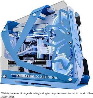 Zeaginal ZC-09 *YESTON Tempered Glass Computer Case Support 360mm+240mm Radiator Support M-ATX/ ITX Motherboard USB3.0 -Blue & White Version Aluminum PC Case with 120mm*3 RGB Fans