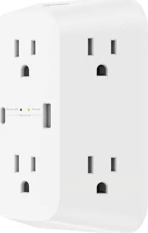Belkin 6-Outlet Surge Protector Power Strip, Wall-Mountable with 6 AC Outlets, Overvoltage Protection, LED Indicator - USB-C Port & USB-A Port w/USB-C PD Fast Charging - 1680 Joules of Protection