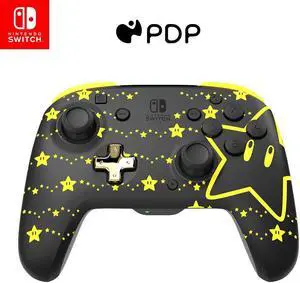 PDP REMATCH Enhanced Wireless Nintendo Switch Pro Controller - Rechargeable Battery Powered, Mario Super Star Glow in the Dark PDP REMATCH Enhanced Wireless Nintendo Switch Pro Controller - Rechargeable Battery Powered, Mario Super Star Glow in the Dark