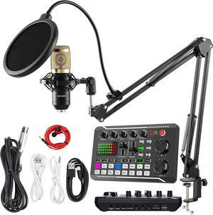 SATEER Podcast Microphone Bundle, BM-800 Condenser Mic with Live Sound Card Kit, Podcast Equipment Bundle with voice changer and Mixer functions for PC Smartphone Studio Recording & Broadcasting