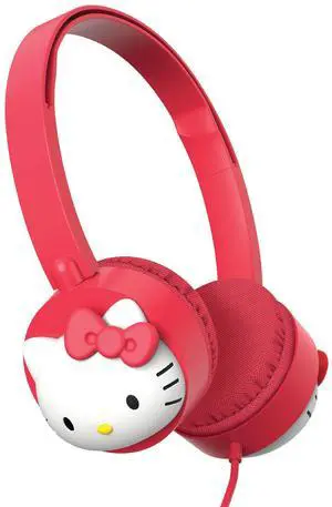 Hello Kitty Wired Headphones with Built-in Aux Cord, Adjustable Headband & Squishy Earcups