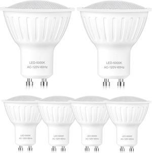 WELLHOME 6PCS GU10 LED Light Bulbs Dimmable - 50W Halogen Replace, 5W LED Spotlight MR16 Shape 3000K Warm White 120V 500 Lumens