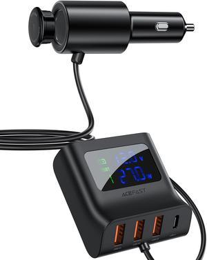 Car Charger ACEFAST 4 USB Ports Digital Display Fast Car Adapter for iPhone, iPad, Galaxy, Pixel, Motorola, LG, Nexus, HTC and More
