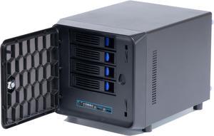 KCMconmey 4 + 1 Bay NAS Case, 4 x 2.5/3.5 Tray + 1 x 2.5 Internal Bay. Compatible ITX MB Flex PSU. with Front USB 3.0 8cm Chassis Fan Hot Swap Backplane. Network Attached Storage Enclosure.