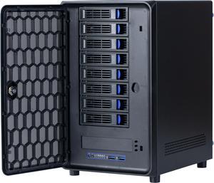 KCMconmey 8 + 2 Bay NAS Case, 8 x 2.5/3.5 Tray + 2 x 2.5 Internal Bay. Compatible ITX MB Flex PSU. with Front USB 3.0 8cm Chassis Fan Hot Swap Backplane. Network Attached Storage Enclosure.