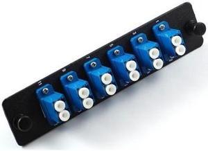 Fiber Optic Adapter Panel with 6 LC/UPC Duplex SM Adapters 12 Ports Blue