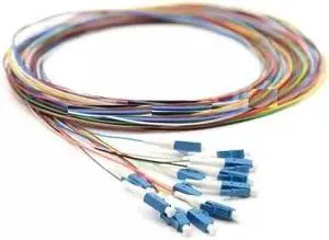 1M 12 Fibers LC/UPC Single-Mode Color-Coded Fiber Optic Pigtail,Unjacketed -IN STOCK