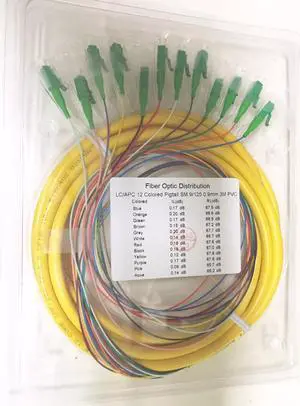 12 Strand 9/125 Fiber Optic Pigtail 3m LC/APC SingleMode , Fiber pigtail -IN STOCK