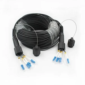 4 Strand 150m Outdoor Armored TPU Waterproof Single Mode Fiber Patch Cord, LC to LC, 9/125 OS2 4 Strand 150m Outdoor Armored TPU Waterproof Single Mode Fiber Patch Cord, LC to LC, 9/125 OS2