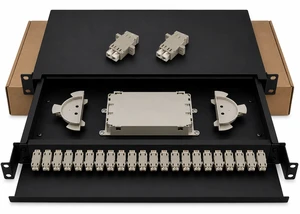 24 Port LC Duplex Fiber Optic Patch Panel with Splice Tray, 48 Fiber, 1U 19 inch Rack Mount 24 Port LC Duplex Fiber Optic Patch Panel with Splice Tray, 48 Fiber, 1U 19 inch Rack Mount