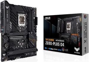 ASUS TUF Gaming Z690-PLUS D4 LGA 1700 ATX Motherboard, 15 DrMOS, PCIe 5.0, DDR4 RAM, Four M.2 Slots, 2.5 Gb Ethernet, Front USB 3.2 Gen 2 Type-C, Thunderbolt 4 Support and RGB Lighting