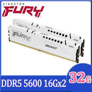 Kingston FURY Beast DDR5 5600 32GB(16GBx2) Desktop Overclocking Memory-White(KF556C40BWK2-32)