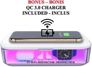 Stimula Lifestyle Disinfector 99.9% UV Sanitizer Wireless Charger Aromatherapy, Watch, Compatible with AirPods, Iphone, Samsung, Mask Box