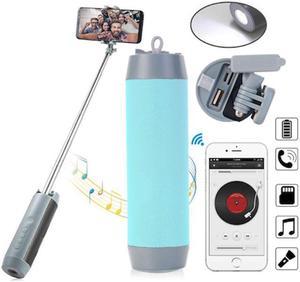 Stimula Lifestyle HD Soul Multifunction Portable Bluetooth Splash proof Wireless Speaker, Selfie Stick, USB Bank Charger, LED flashlight Cyan