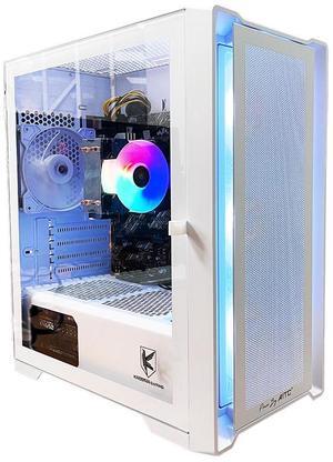 KINGSMAN CuBic ARGB MICRO-ATX Tower with Four ARGB Fans Pre Installed, Ultra-Minimalist Design, Fine Mesh Front Panel, High Airflow, Unique Side Swivel Tempered Glass, Dust Protection, WHITE