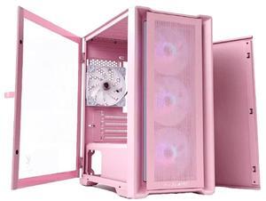 KINGSMAN KINGSMAN CuBic ARGB MICRO-ATX Tower with Four ARGB Fans Pre Installed, Ultra-Minimalist Design, Fine Mesh Front Panel, High Airflow, Unique Side Swivel Tempered Glass, Dust Protection, PINK