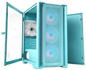 KINGSMAN CuBic ARGB MICRO-ATX Tower with Four ARGB Fans Pre Installed, Ultra-Minimalist Design, Fine Mesh Front Panel, High Airflow, Unique Side Swivel Tempered Glass, Dust Protection, BLUE