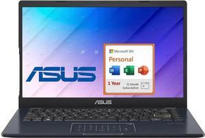 ASUS E410KA Laptop 14.0" FHD Display (Intel Pentium N6000, 4GB LPDDR4, 64GB eMMC, Intel UHD, WiFi 5, Webcam, Bluetooth 5.0, Win 11 Home S-Mode + 1 Year Microsoft 365 Personal