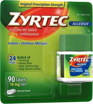 Zyrtec 10mg In Door Outdoor All Day Allergy Relief 24 Hour 90 Tablets
