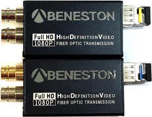 BENESTON Mini HD-SDI Fiber Converter Extender 20KM/DVB-ASI/CCTV/Broadcast/LC/Audio Support / SFP Module Single-Mode Single Fiber 20km with RS485 Tally Loop Output