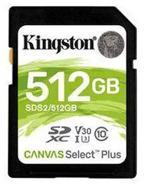 Kingston 512GB SDXC Canvas Select Plus 100R C10 UHS-I U3 V30 (SDS2/512GBCR)
