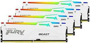 Kingston 64GB 5600MT/s DDR5 CL40 DIMM (Kit of 4) FURY Beast White RGB XMP