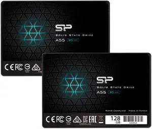 Silicon Power 2-Pack 128GB SSD 3D NAND A55 SLC Cache Performance Boost SATA III 2.5" 7mm (0.28") Internal Solid State Drive
