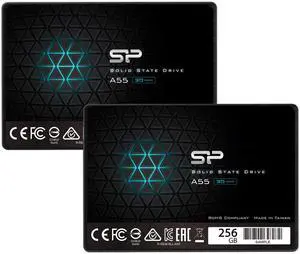 Silicon Power 2-Pack 256GB SSD 3D NAND A55 SLC Cache Performance Boost SATA III 2.5" 7mm (0.28") Internal Solid State Drive