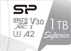 Silicon Power 1TB Superior Micro SDXC UHS-I (U3), V30 4K A2, High Speed MicroSD Card with Adapter