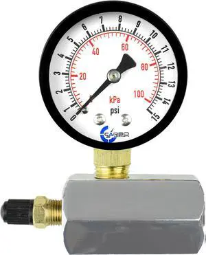 CARBO Instruments Gas Test Pressure Gauge 15 Pound, 15 PSI / 100 kPa, 3/4 FNPT Connection, Brass Valve, Chrome Plated Steel Body Assembly.