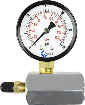 CARBO Instruments Gas Test Pressure Gauge 30 Pound, 30 PSI / 200 kPa, 3/4 FNPT Connection, Brass Valve, Chrome Plated Steel Body Assembly.