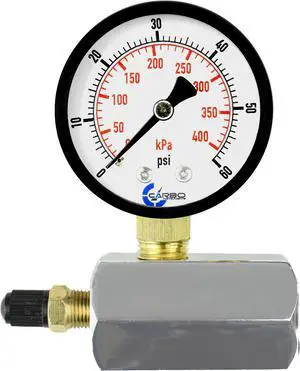 CARBO Instruments Gas Test Pressure Gauge 60 Pound, 60 PSI / 400 kPa, 3/4 FNPT Connection, Brass Valve, Chrome Plated Steel Body Assembly.