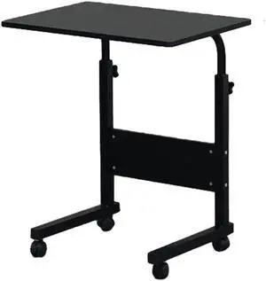 QXDRAGON Magazine Snack Table on Wheels, Lifting Laptop Computer Desk Movable C-Shaped Overbed TV Tray Mobile Sofa Chair Side End Table for Living Room Bedroom(23.6 L x 15.8 W)