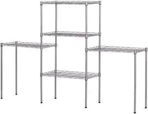 QXDRAGON 5 Tier Adjustable Wire Shelving Metal Storage Rack for Planter Laundry Bathroom Kitchen 551Lbs Capacity 21.3" D x 11.4" W x 59.1" H, Silver