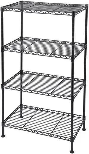 QXDRAGON 4-Tier Adjustable Storage Shelf Metal Storage Rack Wire Shelving Unit 335Lbs Capacity 19.7" L x 11.8" W x 31.5" H for Laundry Bathroom Kitchen Black