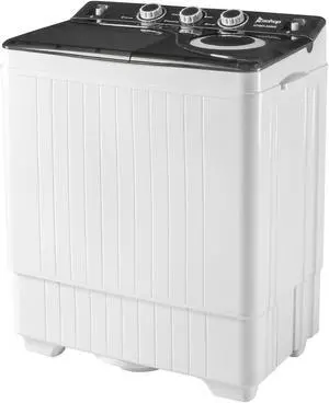 QXDRAGON Portable Twin Tub Washing Machine Washer(18lbs) & Spinner (8lbs) Black