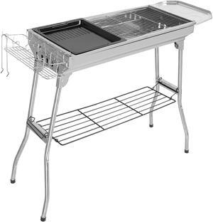 QXDRAGON Portable Folding Charcoal BBQ Grill Stainless Steel Camp Picnic Cooker