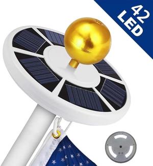 QXDRAGON Solar Flag Pole Light 42 LED Auto On/Off Lights Solar Powered Night Light, Flagpole Downlight Lighting for 15 to 25 ft Top