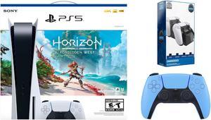 Sony PlayStation 5 Disc Edition Horizon Forbidden West Bundle with Extra Controller and Charging Dock  Starlight Blue
