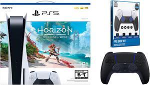 Sony PlayStation 5 Disc Edition Horizon Forbidden West Bundle with Extra Controller and Grip Kit  Midnight Black